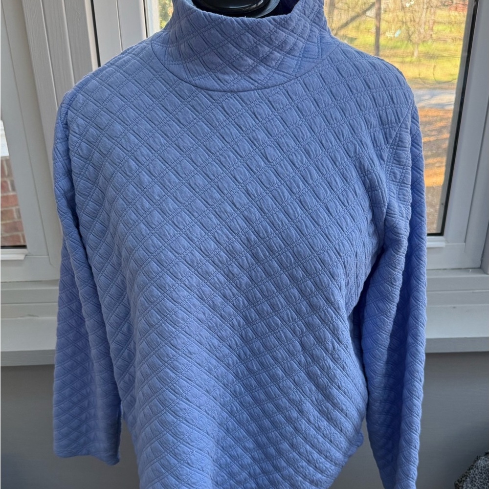 J. Crew Periwinkle Blue Quilted Turtleneck Sweatshirt NWT Size XL